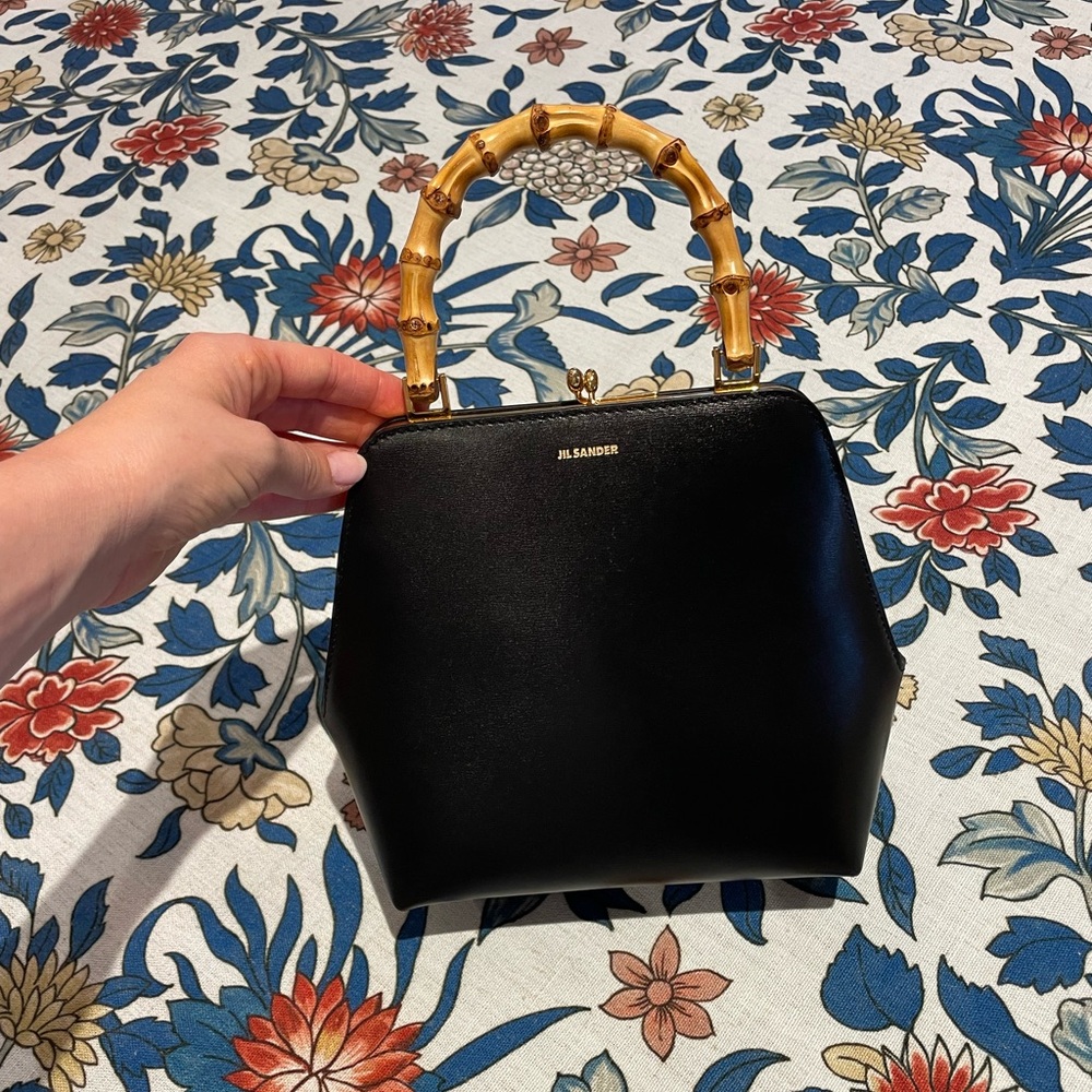 Authentic Jil Sander Goji small black leather tote